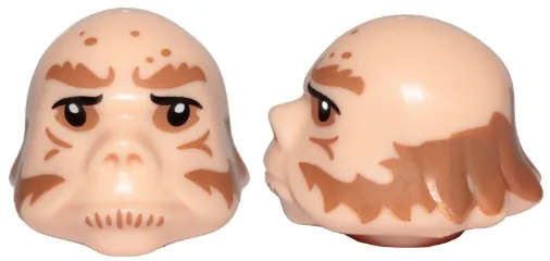 Minifigure, Head, Modified SW Ugnaught with Medium Nougat Sideburns and Hair Pattern