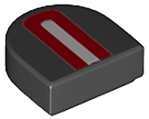 Tile, Round 1 x 1 Half Circle Extended with Red Arch and White Stripe Pattern