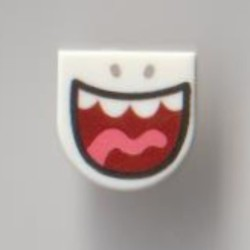 Tile, Round 1 x 1 Half Circle Extended with Big Open Mouth, Teeth and Tongue Pattern