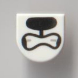 Tile, Round 1 x 1 Half Circle Extended with Bared Teeth and Black Nose Pattern