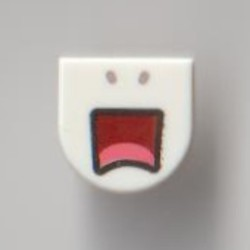 Tile, Round 1 x 1 Half Circle Extended with Light Bluish Gray Nostrils, Dark Red Scared Open Mouth, and Coral Tongue Pattern