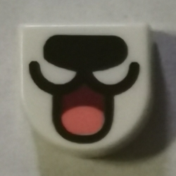 Tile, Round 1 x 1 Half Circle Extended with Black Nose and Open Mouth with Tongue Pattern