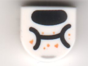 Tile, Round 1 x 1 Half Circle Extended with Black Nose and Closed Mouth Pattern