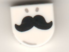 Tile, Round 1 x 1 Half Circle Extended with Light Bluish Gray Nostrils and Black Moustache Pattern