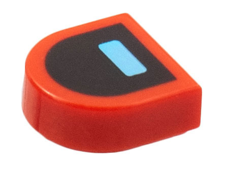 Tile, Round 1 x 1 Half Circle Extended with Bright Light Blue Rectangle on Black Background Pattern