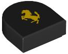 Tile, Round 1 x 1 Half Circle Extended with Ferrari Logo, Yellow Horse Pattern