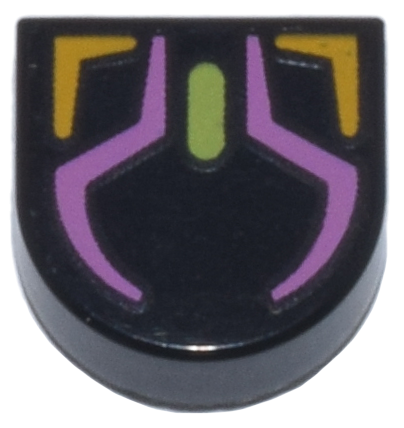 Tile, Round 1 x 1 Half Circle Extended with Dark Pink, Bright Light Orange, and Lime RGB Gaming Mouse Pattern