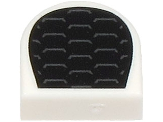 Tile, Round 1 x 1 Half Circle Extended with Black and Dark Silver Air Vent Grille Pattern