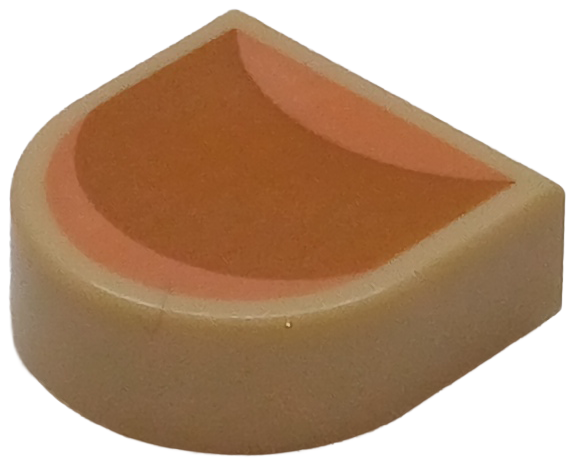 Tile, Round 1 x 1 Half Circle Extended with Fingernail with Curves, Medium Nougat Nail Bed, Nougat Edge and Lunula Pattern