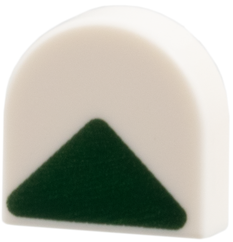 Tile, Round 1 x 1 Half Circle Extended with Dark Green Triangle