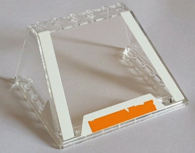 Windscreen 6 x 8 x 3 with 6 Studs on Top with White Stripes on Edges and Worn Orange and White Stripe on Front Bottom Pattern (Stickers) - Set 75144
