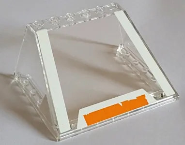 Windscreen 6 x 8 x 3 with 6 Studs on Top with White Stripes on Edges and Worn Orange and White Stripe on Front Bottom Pattern (Stickers) - Set 75144