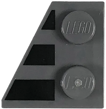Wedge, Plate 2 x 2 Left with 3 Black Stripes Pattern