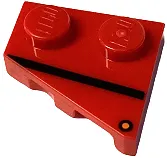 Wedge, Plate 2 x 2 Left with Black Stripe and Orange Dot (Direction Indicator) Pattern