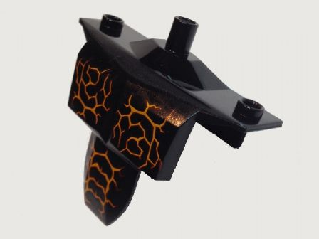 Large Figure Torso Armor Shoulder Studs with Bright Light Orange and Dark Red Cracks Pattern (Sparkks)