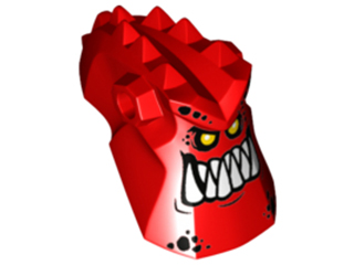 Minifigure, Head, Modified Alien with Spikes on Top and Holes on Sides with White Pointed Teeth and Bright Light Orange Eyes Pattern (Burnzie)