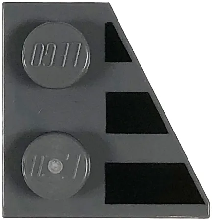 Wedge, Plate 2 x 2 Right with 3 Black Stripes Pattern