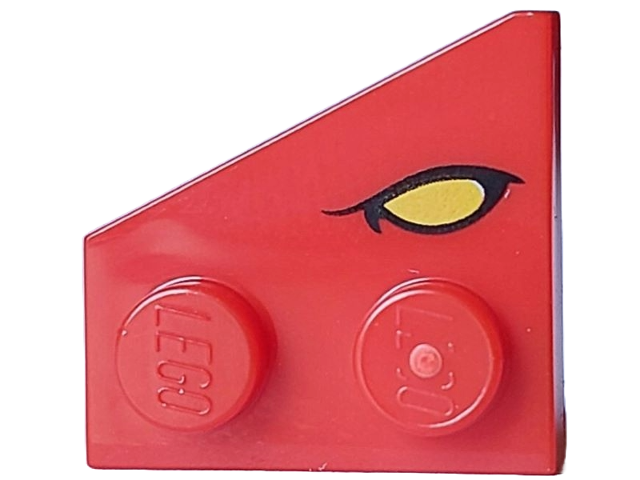 Wedge, Plate 2 x 2 Right with Yellow Eye with Black Eyelid Pattern (Dungeons & Dragons Red Dragon)