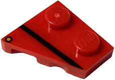 Wedge, Plate 2 x 2 Right with Black Stripe and Orange Dot (Direction Indicator) Pattern