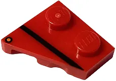 Wedge, Plate 2 x 2 Right with Black Stripe and Orange Dot (Direction Indicator) Pattern