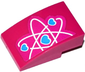 Slope, Curved 3 x 2 with Half Heart Electron Orbitals Pattern (Sticker) - Set 41116