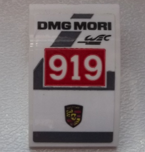 Slope, Curved 3 x 2 with Black 'DMG MORI' and 'WEC', White '919' on Red Background and Porsche Logo Pattern (Sticker) - Set 75876