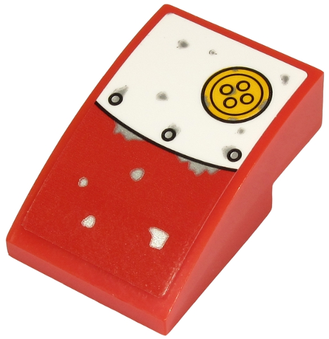 Slope, Curved 3 x 2 with White and Red Metal Plate and Yellow Button Pattern (Sticker) - Set 70432