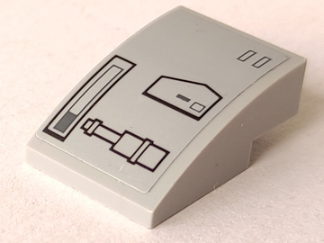 Slope, Curved 3 x 2 with SW TIE Striker Hull Plates and Lever Pattern Model Right Side (Sticker) - Set 75154