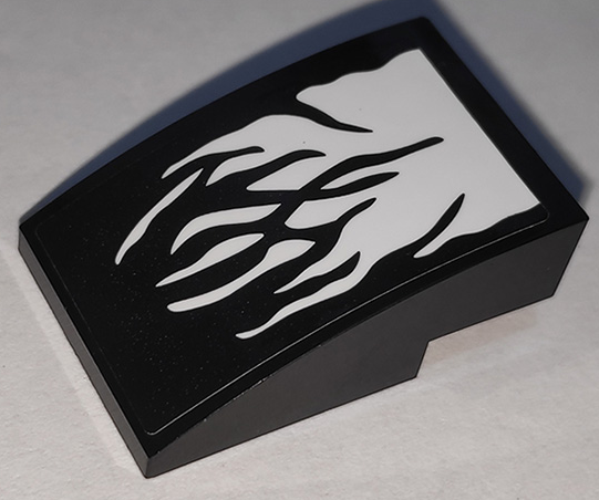 Slope, Curved 3 x 2 with Black Flames on White Background Pattern (Sticker) - Set 76151