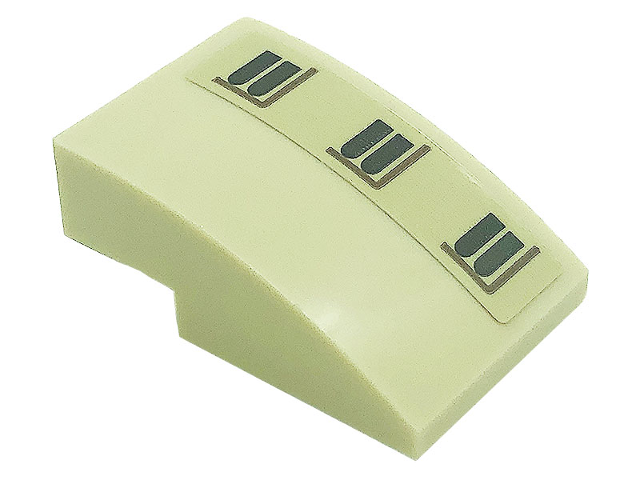 Slope, Curved 3 x 2 with Dark Brown Windows and Reddish Brown Lines Pattern Model Right Side (Sticker) - Set 71043