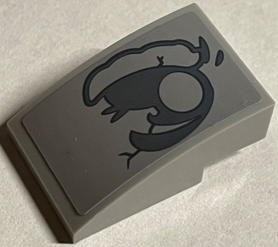 Slope, Curved 3 x 2 with Dark Bluish Gray Eyebrow and Eye Outline with Cracks Pattern Model Right Side (Sticker) - Set 76389