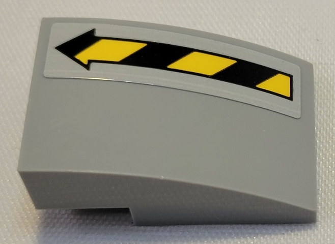 Slope, Curved 3 x 2 with Black and Yellow Danger Stripes Arrow Pattern Model Left Side (Sticker) - Set 21331