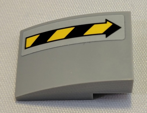 Slope, Curved 3 x 2 with Black and Yellow Danger Stripes Arrow Pattern Model Right Side (Sticker) - Set 21331