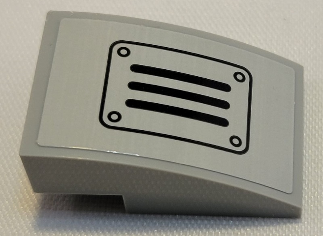 Slope, Curved 3 x 2 with Black Grille Plate with Rivets Pattern (Sticker) - Set 21331