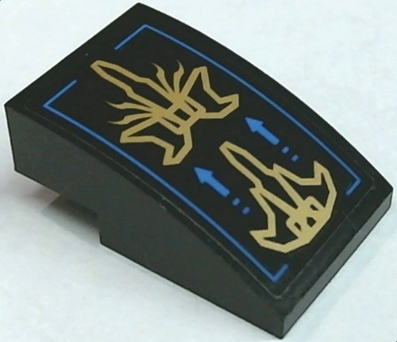 Slope, Curved 3 x 2 with Gold Jet and Blue Arrows and Border Pattern (Sticker) - Set 70668