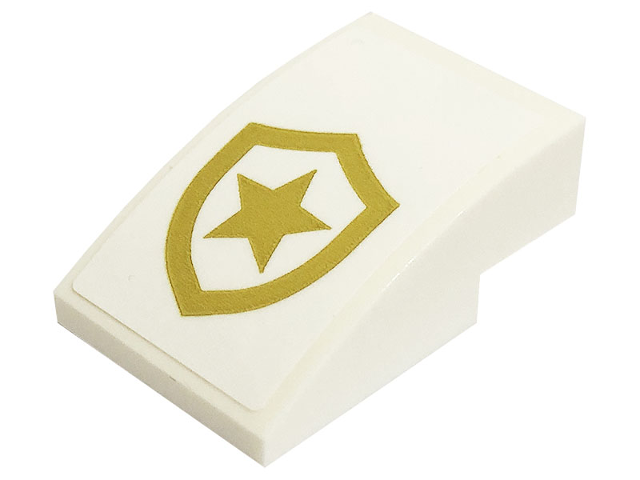 Slope, Curved 3 x 2 with Gold Police Star Badge Logo Pattern (Sticker) - Set 60316