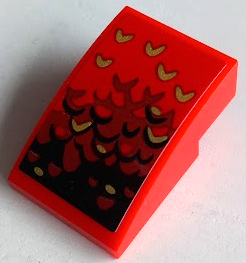 Slope, Curved 3 x 2 with Black, Dark Red and Gold Scales Pattern Model Right Side (Sticker) - Set 70653