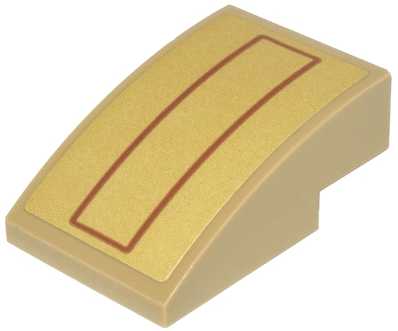 Slope, Curved 3 x 2 with Dark Orange Rectangle on Gold Background Pattern (Sticker) - Set 76210