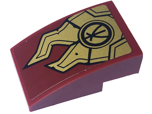 Slope, Curved 3 x 2 with Gold Armor Plates and Black Ninjago Logogram Letter K Pattern (Sticker) - Set 71793