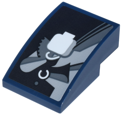 Slope, Curved 3 x 2 with Black, White, Dark Bluish Gray and Light Bluish Gray Show Poster with Minifigure Head Pattern (Sticker) - Set 76271