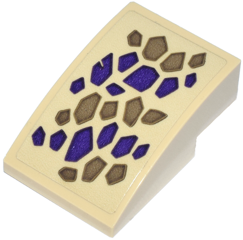 Slope, Curved 3 x 2 with Dark Purple and Dark Tan Dragon Scales Diagonal Arrangement Pattern (Sticker) - Set 71836