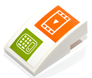 Slope, Curved 3 x 2 with Video Playback and Calculator on Orange and Lime Squares Pattern (Sticker) - Set 41731