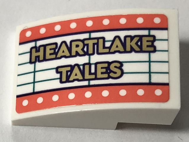 Slope, Curved 3 x 2 with Theater Sign with Coral Border and 'HEARTLAKE TALES' Pattern Model Right Side (Sticker) - Set 41714