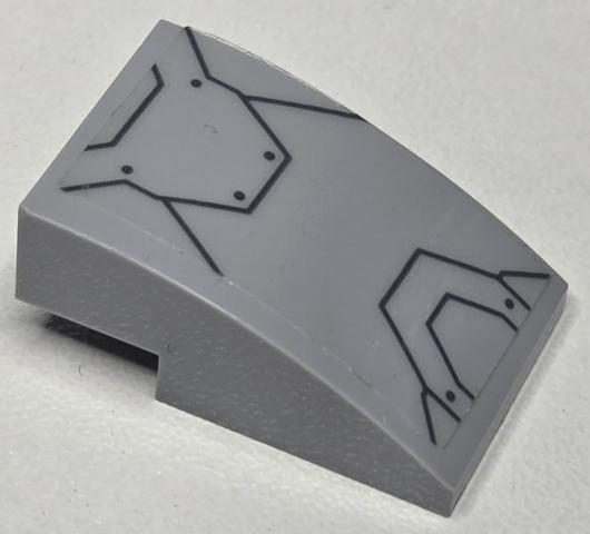 Slope, Curved 3 x 2 with Armor Plates with Dark Bluish Gray Outlines and Rivets Pattern (Sticker) - Set 76232