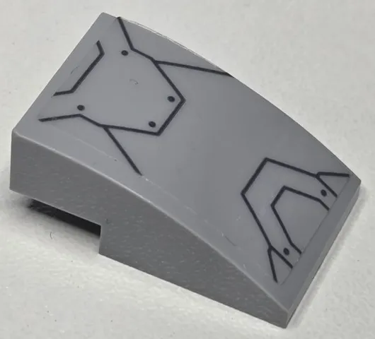 Slope, Curved 3 x 2 with Armor Plates with Dark Bluish Gray Outlines and Rivets Pattern (Sticker) - Set 76232