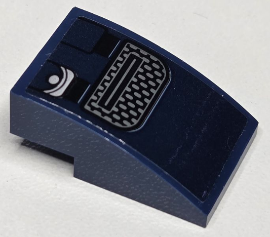 Slope, Curved 3 x 2 with Dark Silver Grille and Black Belt Clasps with Highlights Pattern (Sticker) - Set 76282