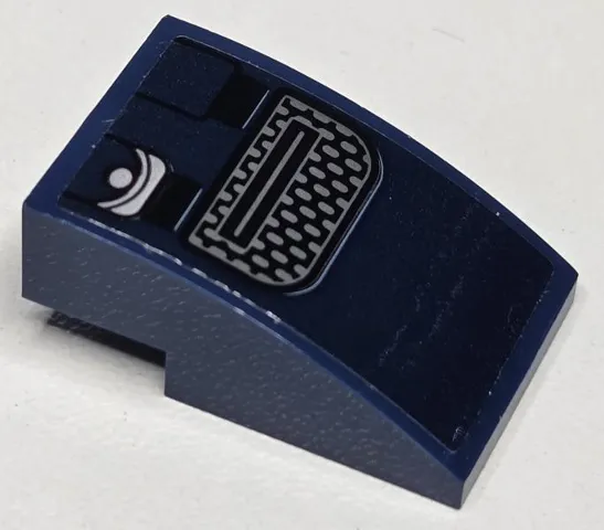 Slope, Curved 3 x 2 with Dark Silver Grille and Black Belt Clasps with Highlights Pattern (Sticker) - Set 76282