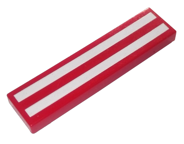 Tile 1 x 4 with White Horizontal Stripes Pattern