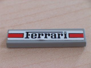 Tile 1 x 4 with 'Ferrari' and Red Stripes on White Background Pattern (Sticker) - Set 2556