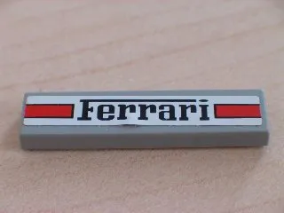 Tile 1 x 4 with 'Ferrari' and Red Stripes on White Background Pattern (Sticker) - Set 2556